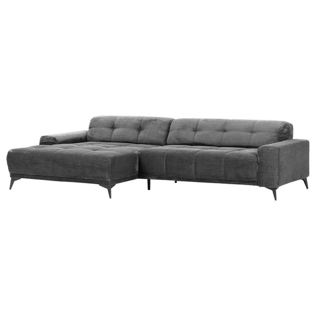 Thumbnail - Carryhome Ecksofa, Dunkelgrau, Textil, 2-3-Sitzer, Ottomane links, L-Form, 295x165 cm, seitenverkehrt erhältlich, Rücken...