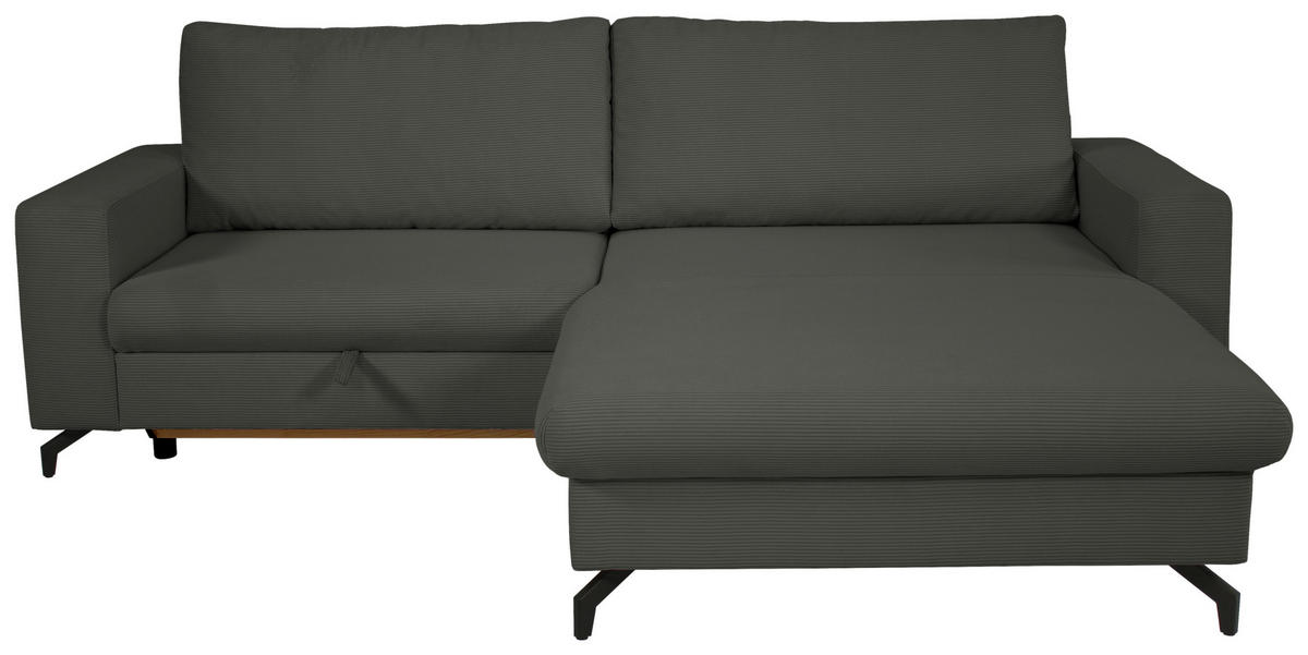 ECKSOFA CLARA Anthrazit Rückenkissen, Bettkasten, Liegefläche im Originalstoff  - Anthrazit, MODERN, Textil (240/177cm) - P & B