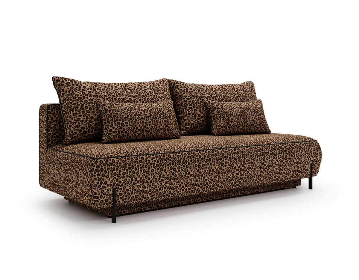 SCHLAFSOFA Jacquard Orange Stoffauswahl, Rücken echt  - Schwarz/Orange, Design, Textil/Metall (212/90/95cm) - Livetastic