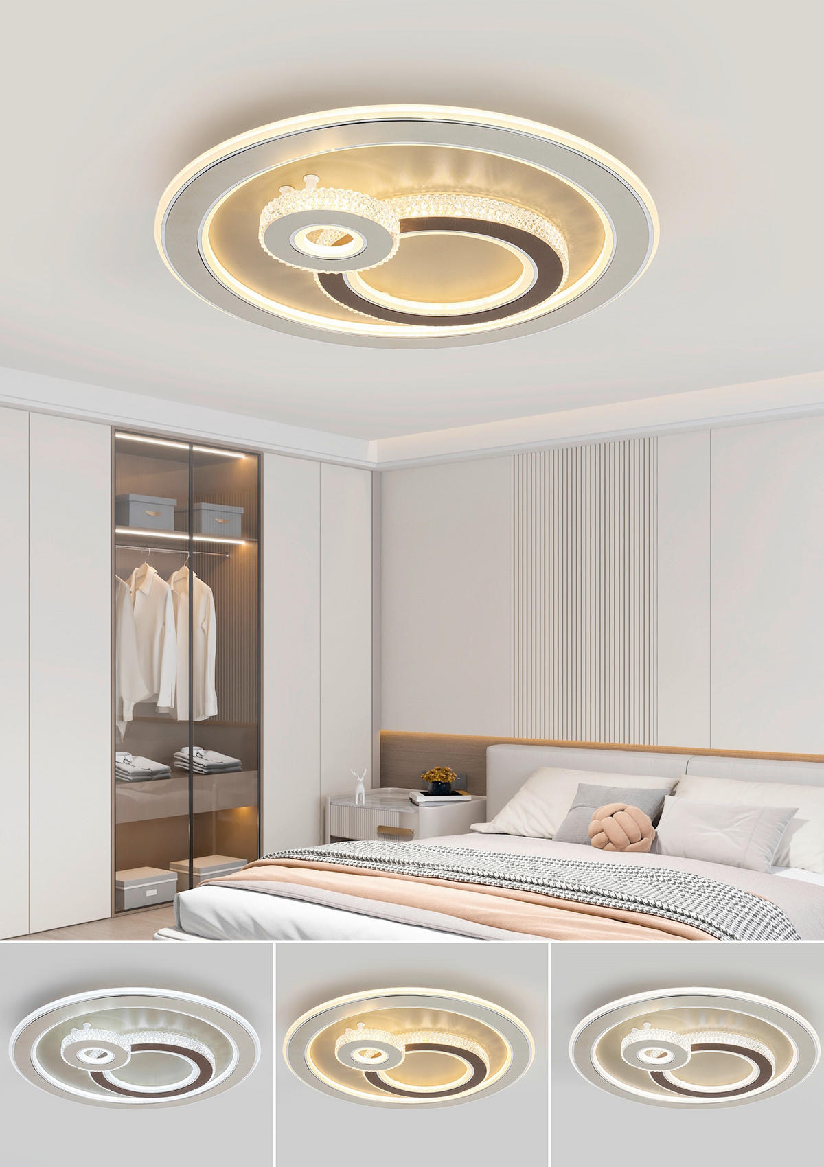 LED MENNYEZETI LÁMPA - krómszínű/barna, Trend, műanyag/fém (48/9cm) - Novel