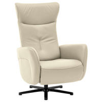 RELAXSESSEL in Leder Creme, Naturfarben  - Creme/Schwarz, Design, Leder/Metall (76/112/83cm) - Beldomo Speed