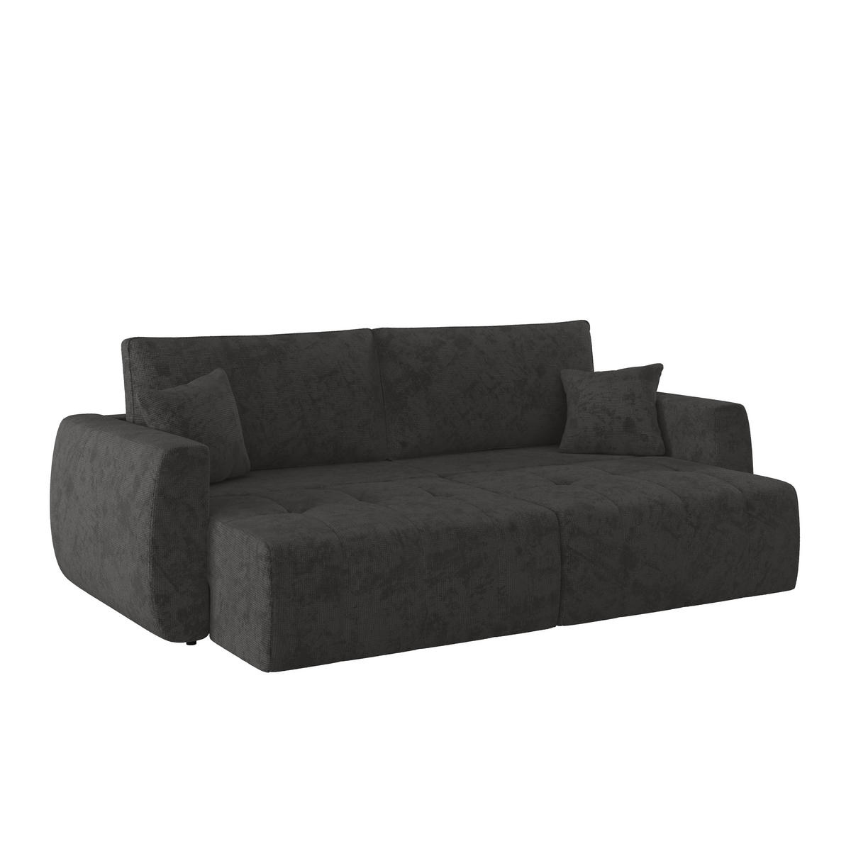 SCHLAFSOFA  mit Stoffauswahl Webstoff Graphitfarben  - Schwarz/Graphitfarben, MODERN, Holz/Textil (245/74-90/104cm) - MID.YOU