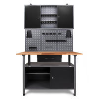 WERKBANKSET  - Anthrazit/Grau, Basics, Holz/Metall (120/205/60cm) - Ambia Garden