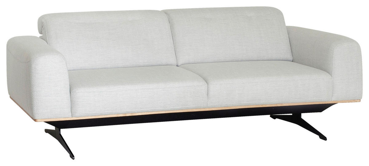 3-SITZER-SOFA in Struktur Weiss  - Weiss/Schwarz, Design, Textil/Metall (205/76-97/102cm) - Novel