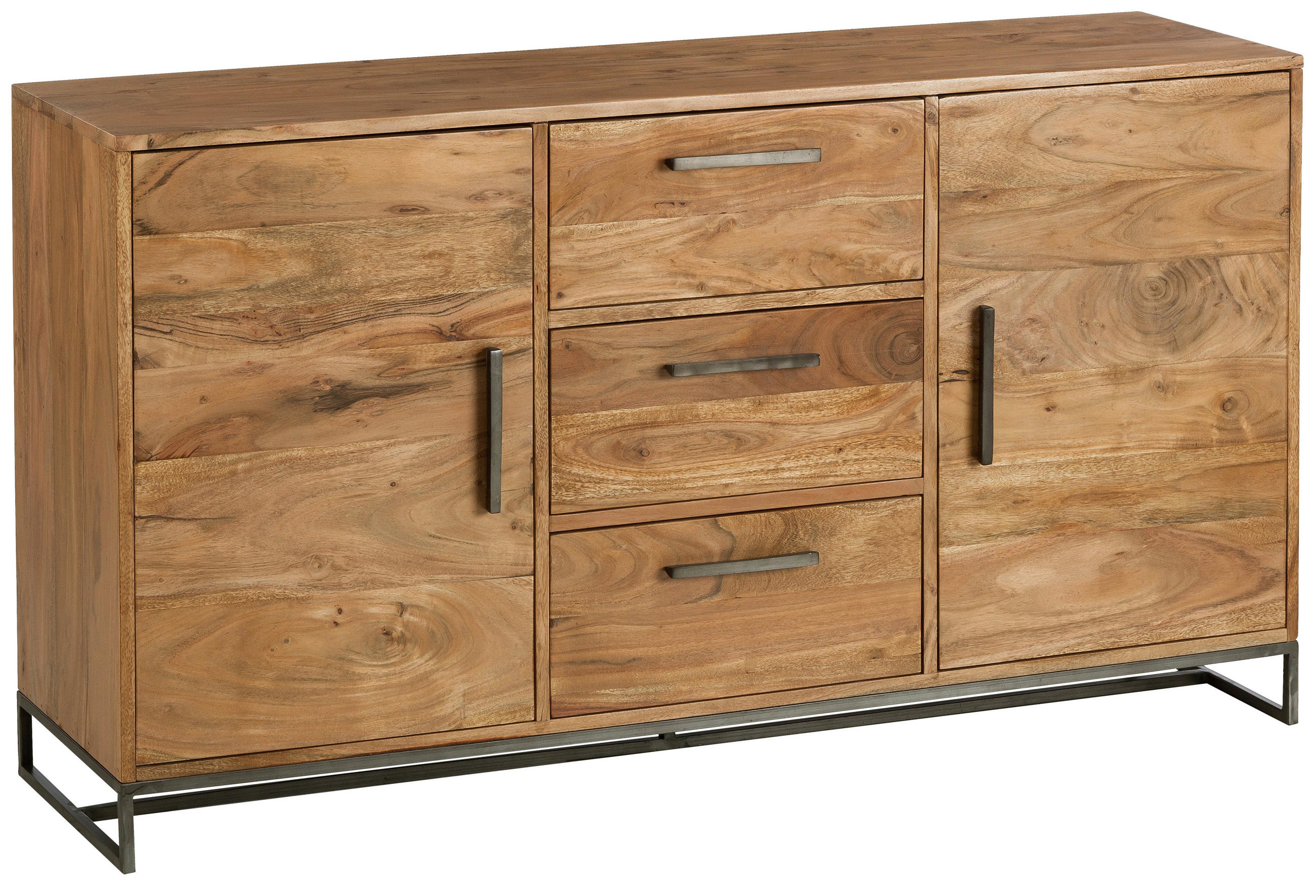 SIDEBOARD 145/80/40 cm  in Schwarz, Akaziefarben  - Schwarz/Akaziefarben, Design, Holz/Metall (145/80/40cm) - home24