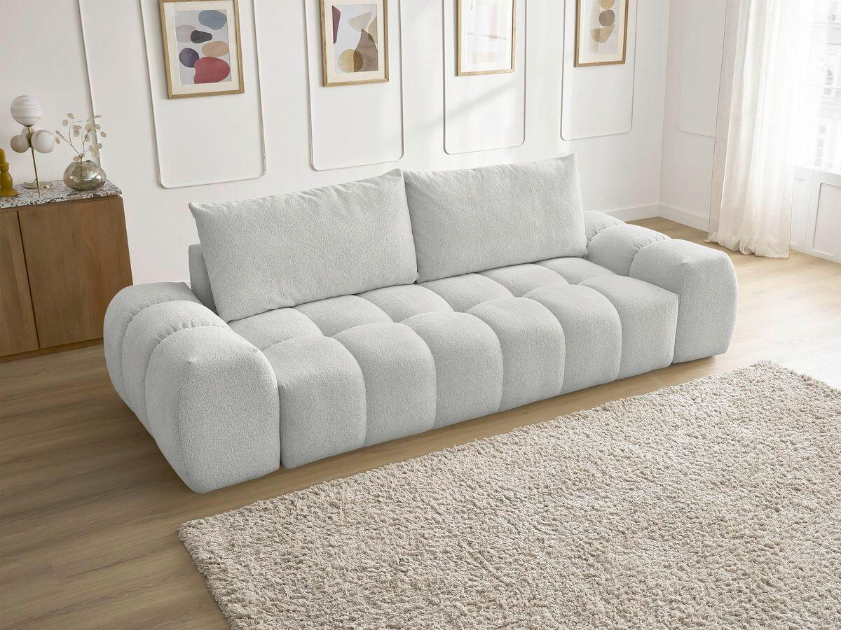 3-SITZER-SOFA EVEREST Flachgewebe Hellgrau  - Hellgrau/Schwarz, MODERN, Kunststoff/Textil (278/90/115cm)