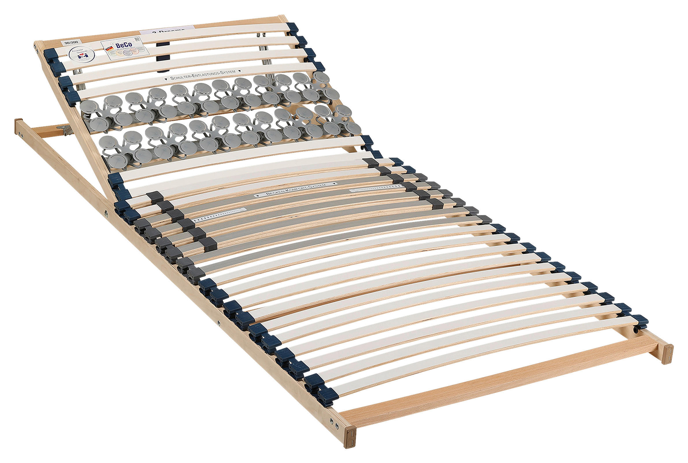 LATTENROSTSET 2 Dreams 160/200 cm Kopfteil verstellbar, Birke, Buche  - Naturfarben/Weiß, Basics, Holz/Kunststoff (160/200cm) - Beco