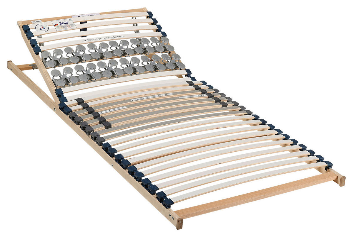 LATTENROSTSET 2 Dreams 180/200 cm Kopfteil verstellbar, Birke, Buche  - Naturfarben/Weiß, Basics, Holz/Kunststoff (180/200cm) - Beco