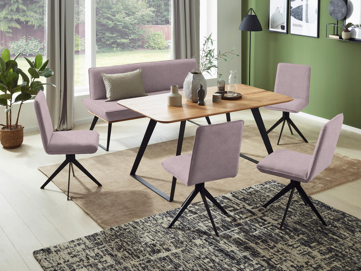 STUHL drehbar Webstoff Rosa, Schwarz  - Schwarz/Rosa, Design, Textil/Metall (46,5/87/64cm) - Voleo
