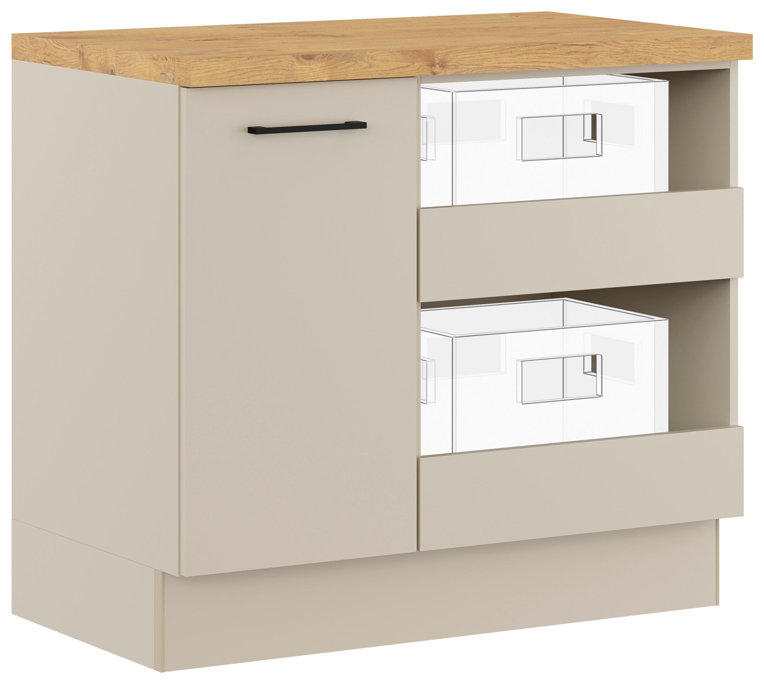 UNTERSCHRANK  - Hellgrau/Schwarz, Basics, Holzwerkstoff/Metall (100/91,8/58cm) - Impuls