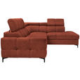 ECKSOFA in Struktur Dunkelorange  - Dunkelorange/Schwarz, MODERN, Textil/Metall (254/212cm) - Carryhome