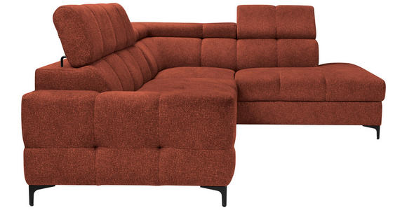 ECKSOFA in Struktur Dunkelorange  - Dunkelorange/Schwarz, MODERN, Textil/Metall (254/212cm) - Carryhome