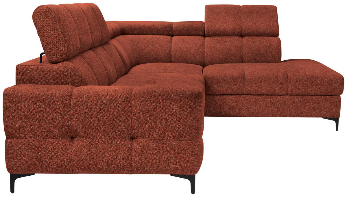 ECKSOFA in Struktur Dunkelorange  - Dunkelorange/Schwarz, Modern, Textil/Metall (254/212cm) - Carryhome