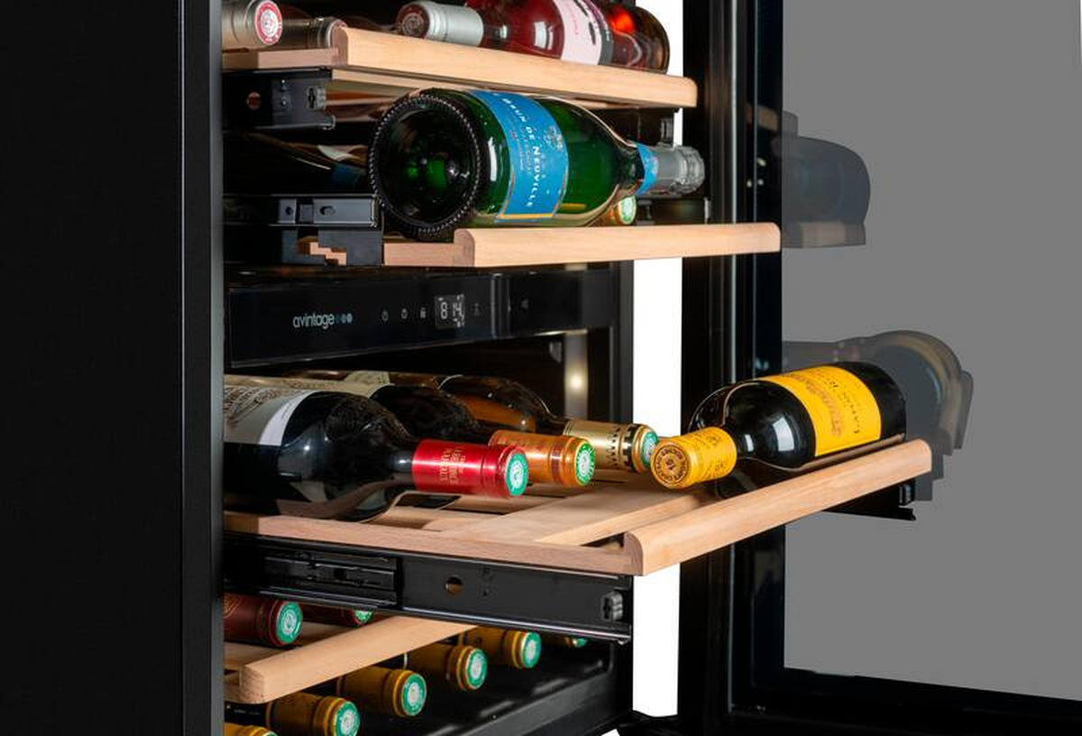 WEINKÜHLSCHRANK AVI72PLATINUM  - Schwarz, Basics, Glas/Holz (59,0/71,5/56,5cm)