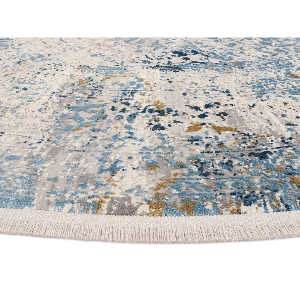 Thumbnail - Dieter Knoll Webteppich Avignon, Blau, Grau, Textil, rund, Care & Fair, für Fußbodenheizung geeignet, in verschiedenen G...