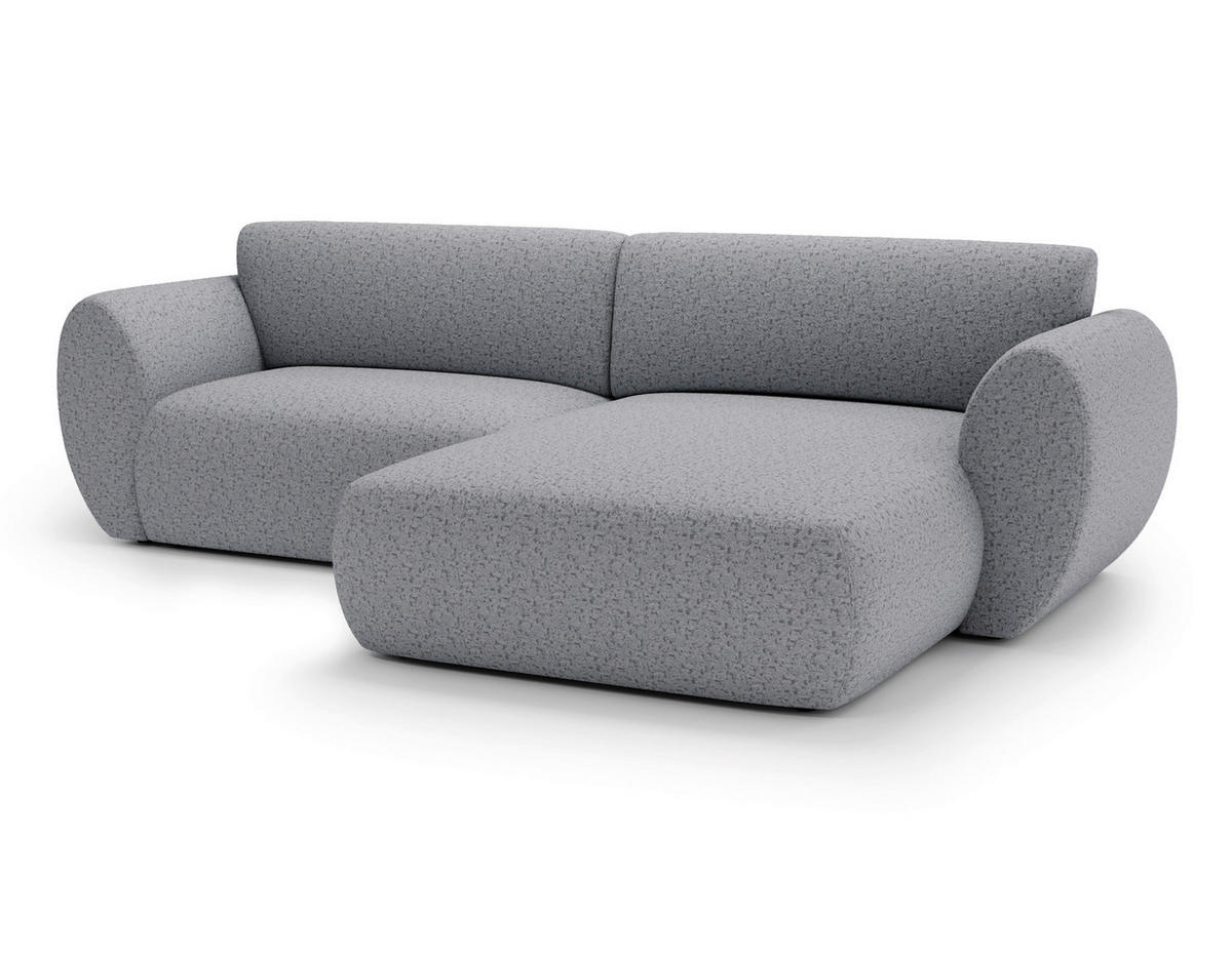 ECKSOFA Chenille Hellgrau  - Hellgrau/Schwarz, Design, Kunststoff/Textil (288/170cm) - Livetastic