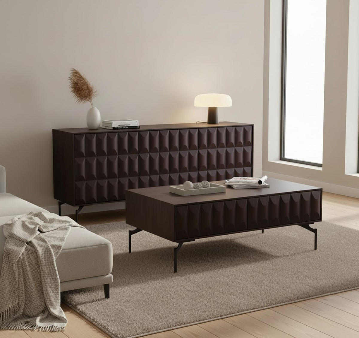 SIDEBOARD  in 160/76/40 cm  - Nussbaumfarben/Schwarz, KONVENTIONELL, Holz/Metall (160/76/40cm) - Livetastic