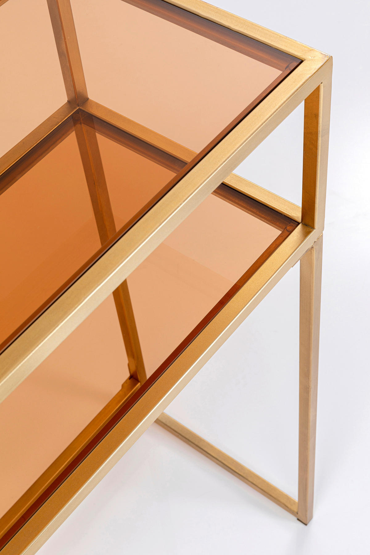 KONSOLENTISCH Goldfarben, Hellbraun  - Hellbraun/Goldfarben, Design, Glas/Metall (85/30/80cm) - Kare-Design