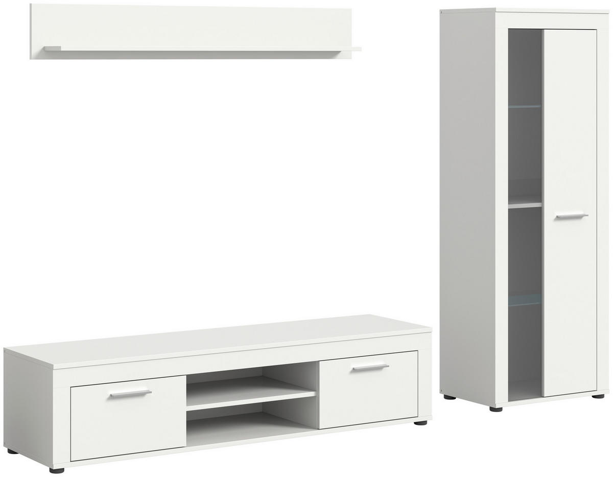 HYLLKOMBINATION 3 delar  i vit  235/159/35 cm  - vit, Design, trämaterial/glas (235/159/35cm) - MID.YOU