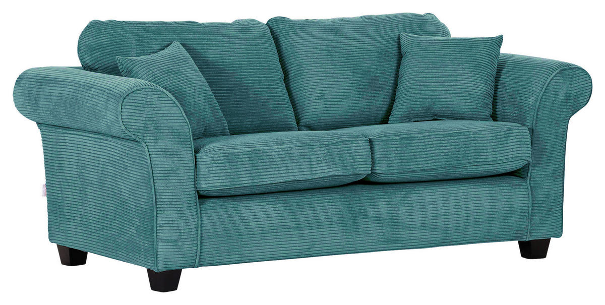 2-SITZER-SOFA in Cord Petrol  - Dunkelbraun/Petrol, Konventionell, Holz/Textil (190/70/90cm) - home24