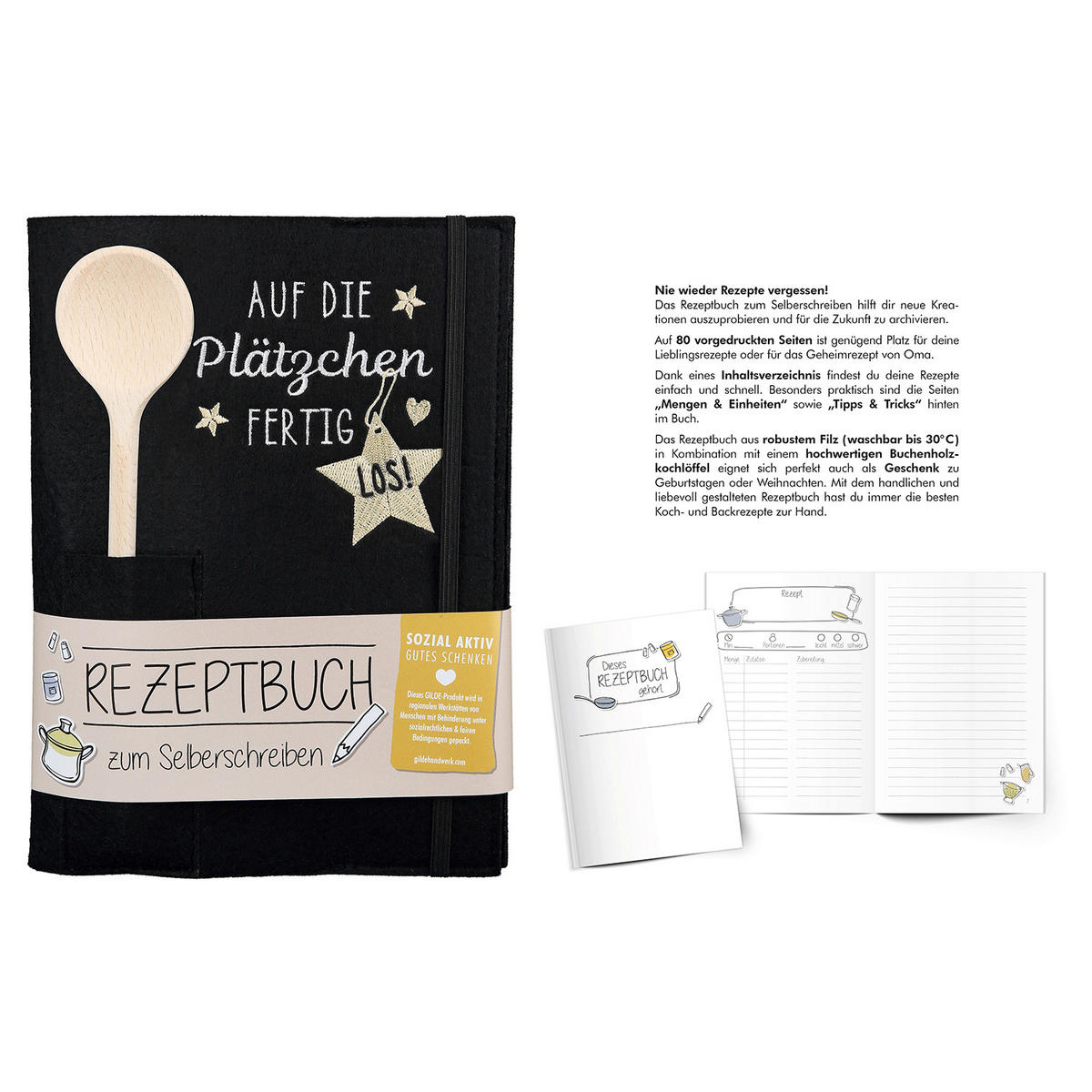 KOCHBUCH  - Hellbraun/Schwarz, LIFESTYLE, Holz/Textil (16,5/22cm)