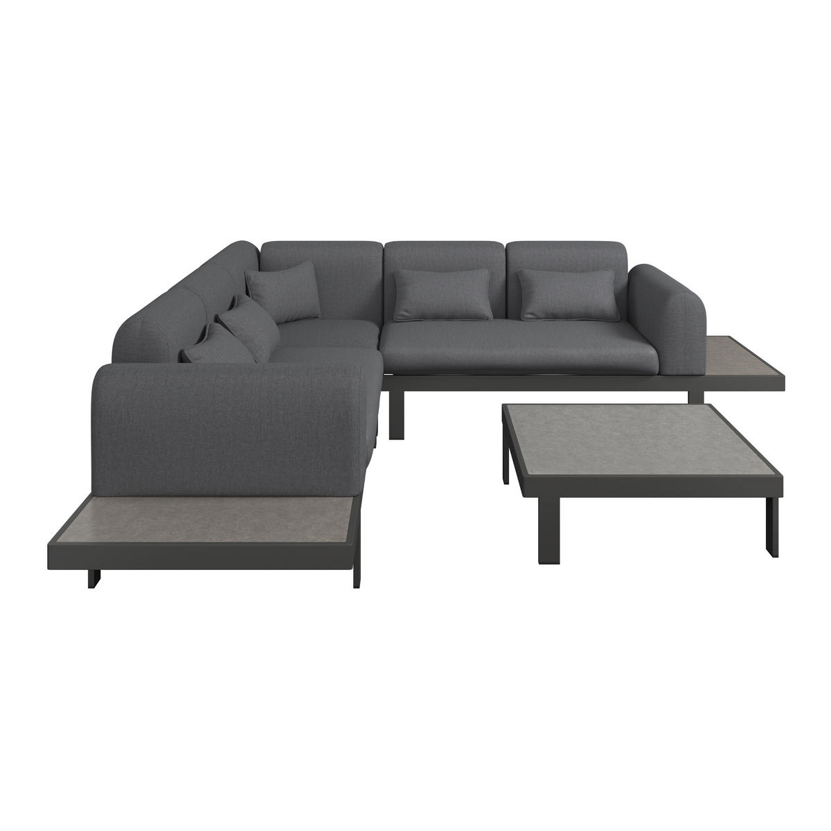 LOUNGEGARNITUR 273/273 cm Aluminium  - Anthrazit/Grau, MODERN, Glas/Textil (273/273cm) - Ambia Garden