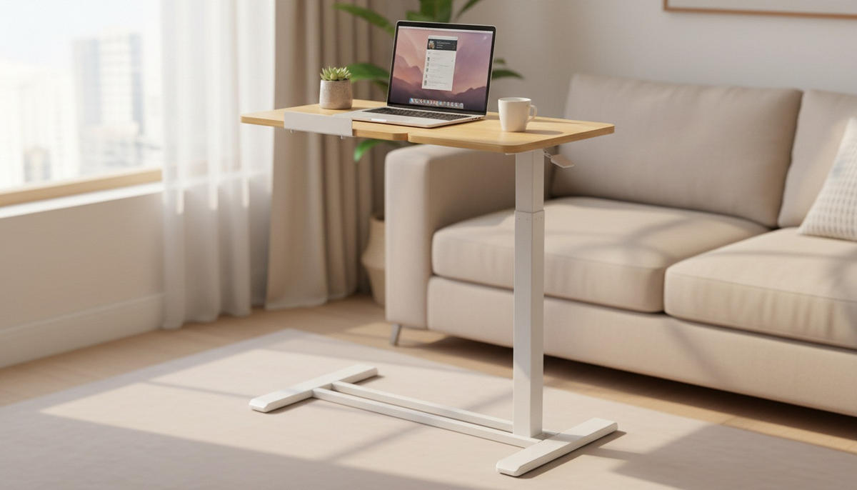 LAPTOPTISCH  Weiß, Eichefarben Gasdruckfeder höhenverstellbar  - Eichefarben/Weiß, MODERN, Holzwerkstoff/Kunststoff (78/65,5/105/38cm) - MID.YOU