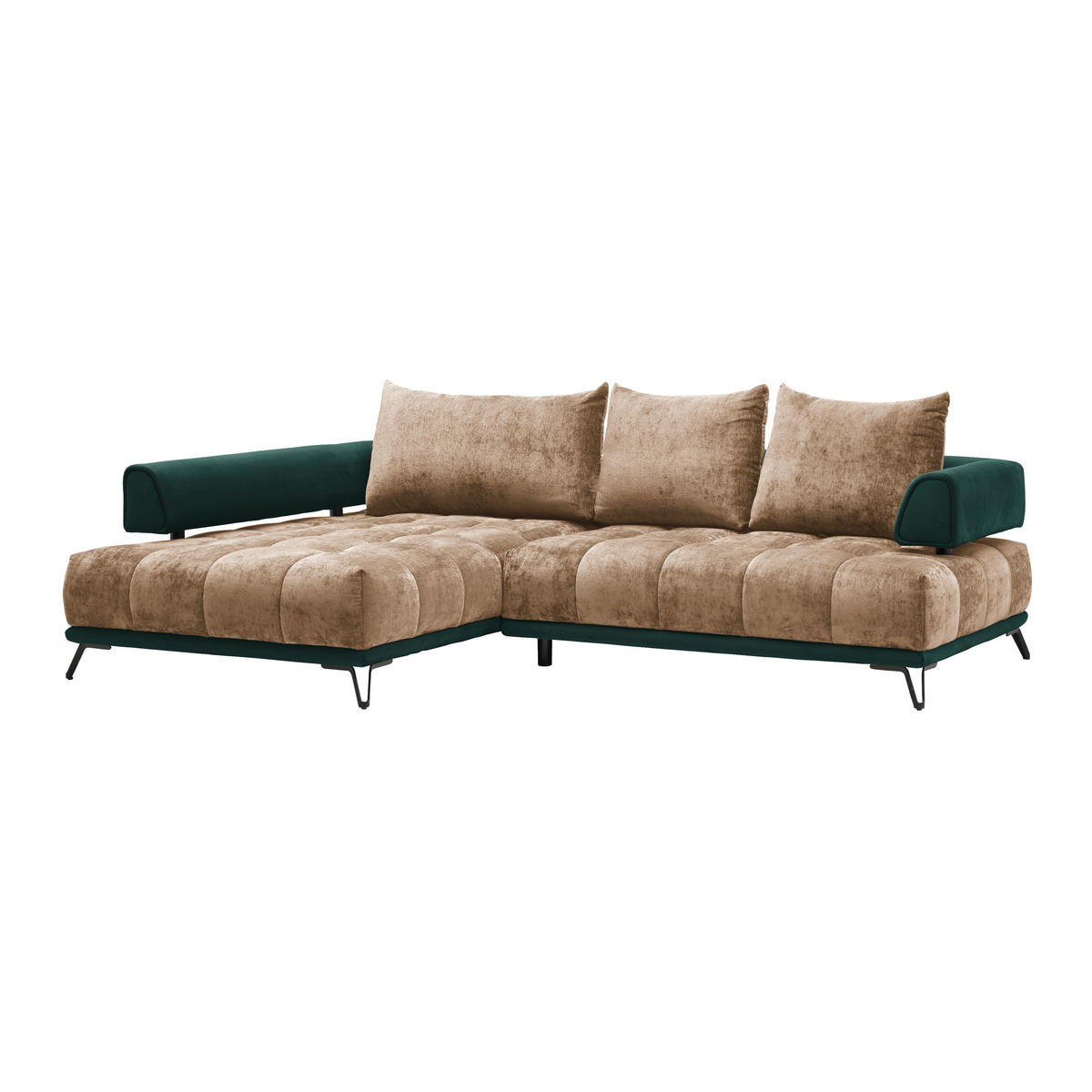 HÖRNSOFFA i beige  - beige/svart, Modern, metall/textil (184/262cm) - MID.YOU