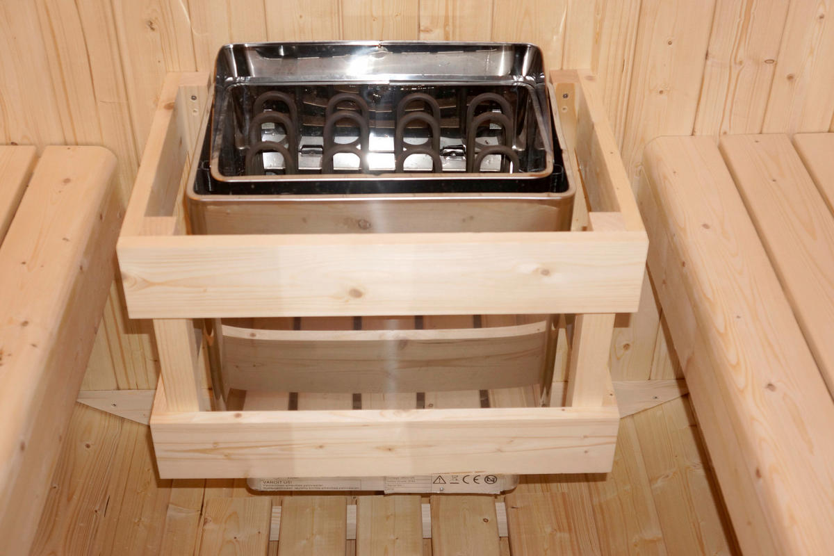 SAUNAFASS für 4 Personen Tromsö L  - Fichtefarben, KONVENTIONELL, Glas/Holz (189/180/191,5cm) - Sanotechnik