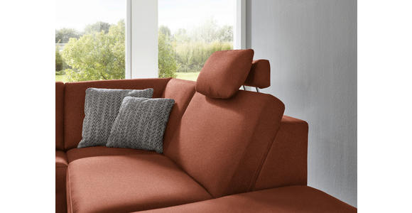 ECKSOFA in Mikrofaser Rotbraun  - Rotbraun/Alufarben, Design, Textil/Metall (275/242cm) - Dieter Knoll