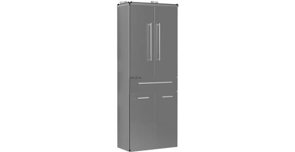 HOCHSCHRANK 60/162,8/33 cm - Chromfarben/Anthrazit, Design, Glas/Holzwerkstoff (60/162,8/33cm) - Novel