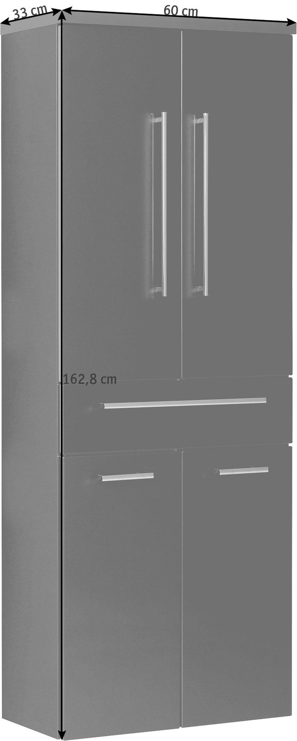 HOCHSCHRANK 60/162,8/33 cm  - Chromfarben/Anthrazit, Design, Glas/Holzwerkstoff (60/162,8/33cm) - Novel