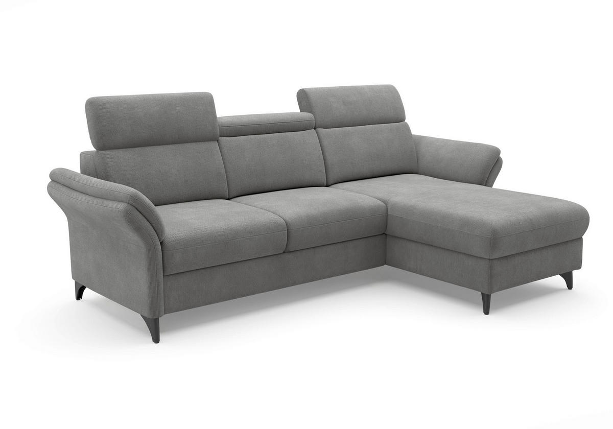 ECKSOFA GLENDALE E in Flachgewebe Grau  253/166 cm  - Schwarz/Grau, KONVENTIONELL, Textil/Metall (253/166cm) - Sit & More