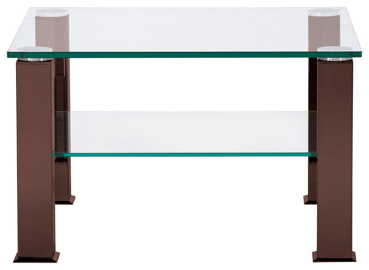 COUCHTISCH Kristallglas 75/75/42,5 cm quadratisch Braun  - Braun, Design, Glas/Kunststoff (75/75/42,5cm)