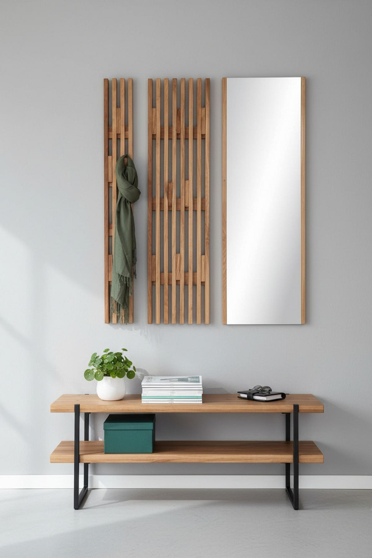 GARDEROBNA KLOP barve hrasta - barve hrasta, Natur, kovina/les (120/45/40cm) - Linea Natura