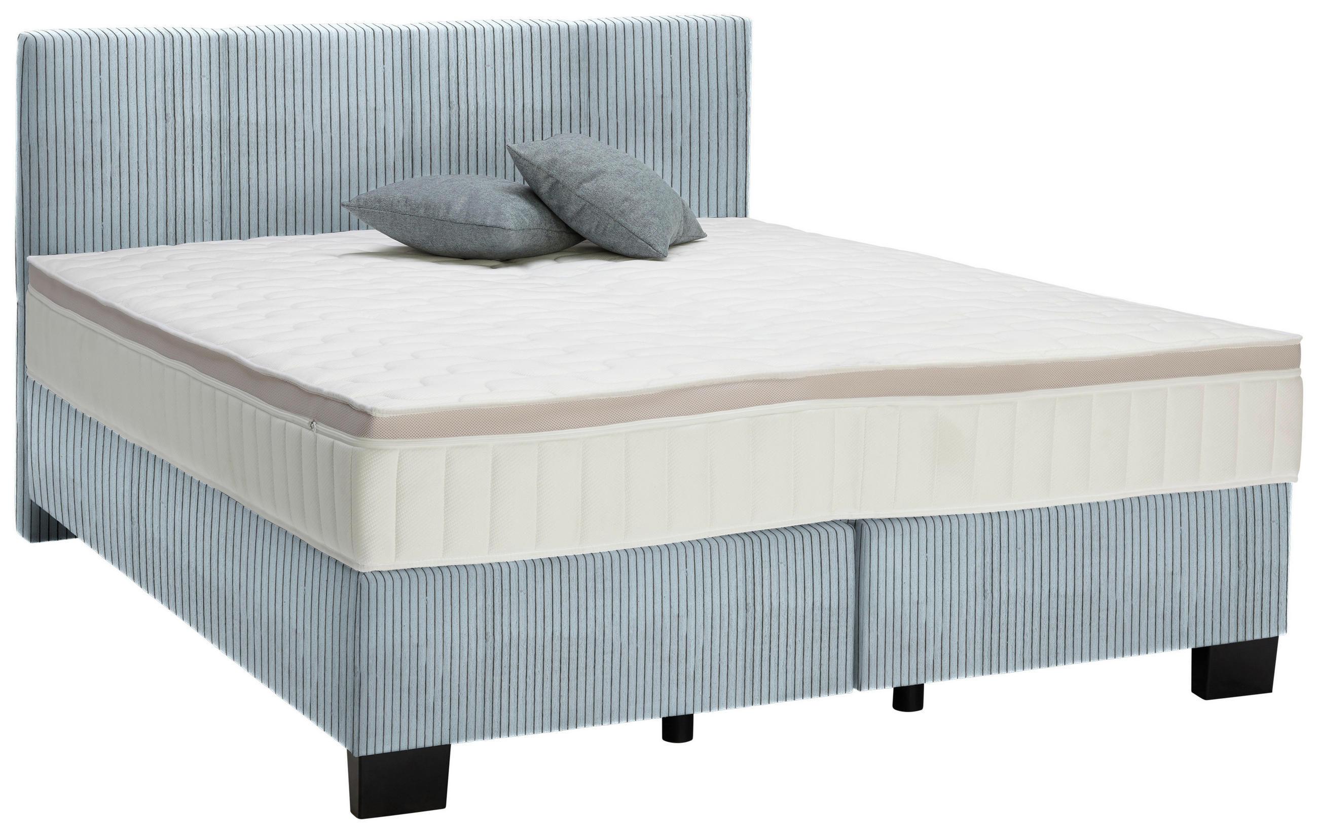 BOXSPRINGBETT 160/200 cm  in Hellblau  - Schwarz/Hellblau, Design, Kunststoff/Textil (160/200cm) - Hom`in