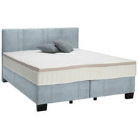 BOXSPRINGBETT 180/200 cm  in Hellblau  - Schwarz/Hellblau, Design, Kunststoff/Textil (180/200cm) - Hom`in