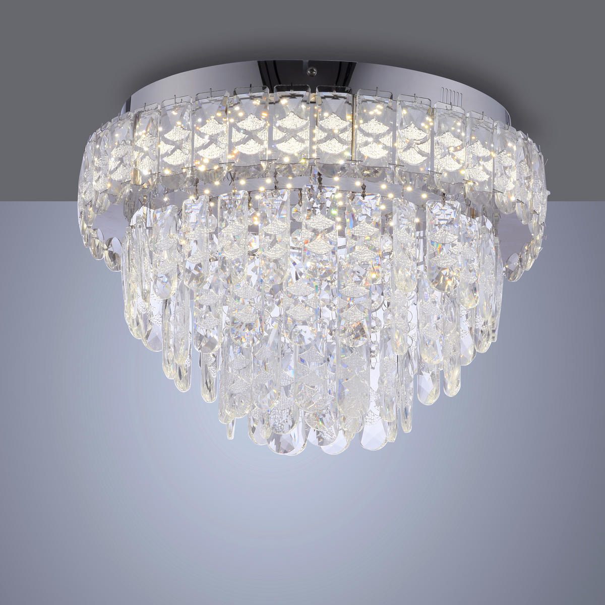 LED-DECKENLEUCHTE 38/38/23 cm   - Chromfarben, KONVENTIONELL, Glas/Kunststoff (38/38/23cm)