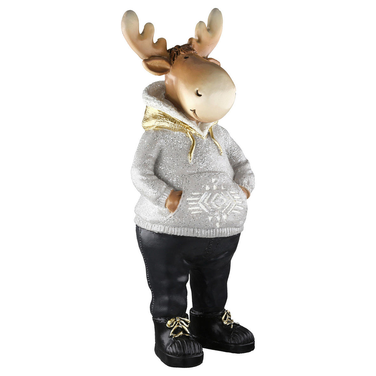 WEIHNACHTSFIGUR - Creme/Hellgrau, LIFESTYLE, Kunststoff (7/19/6,5cm)