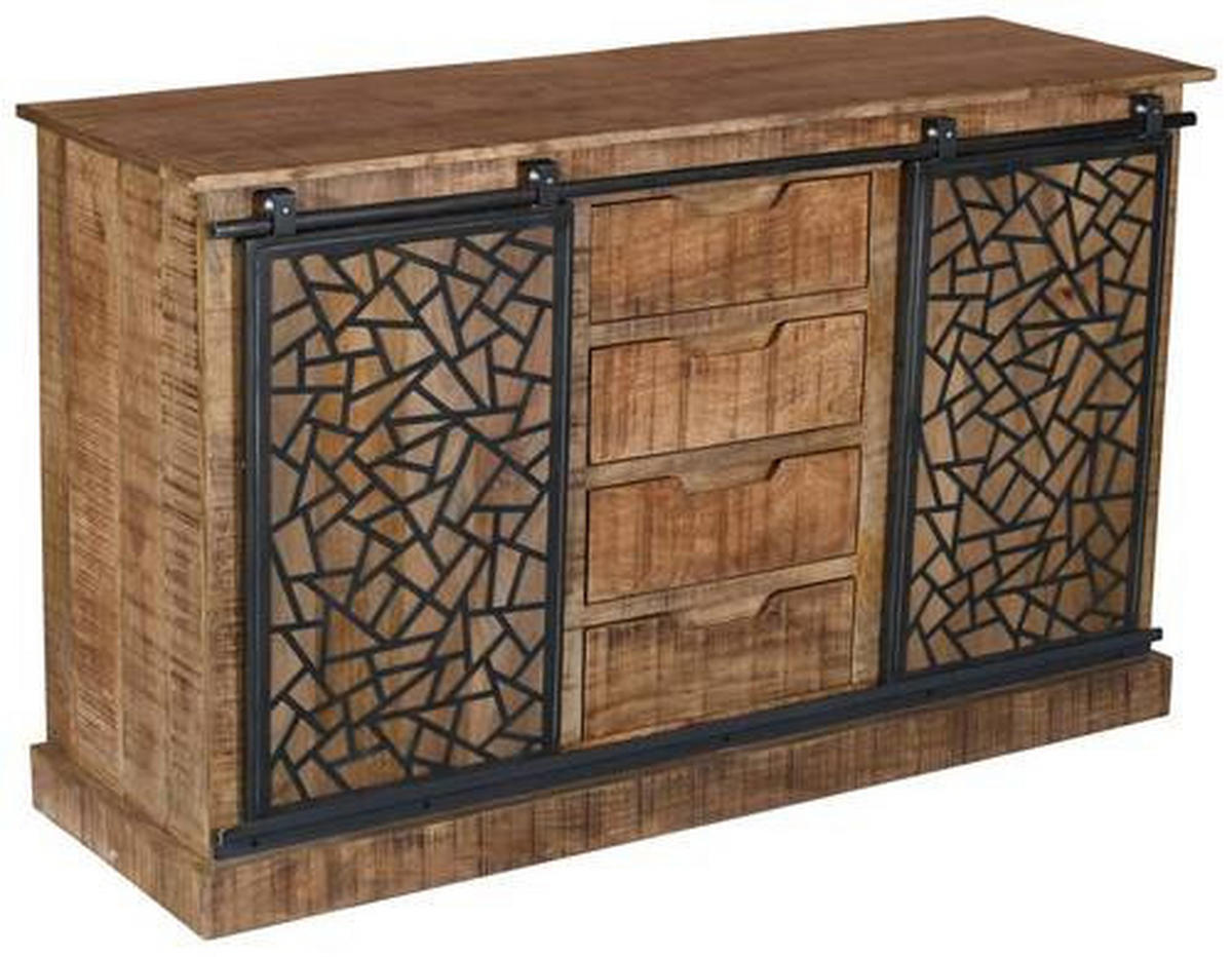 KOMMODE 140/85/45 cm  in Naturfarben, Schwarz  - Anthrazit/Schwarz, Natur, Holz/Metall (140/85/45cm) - MID.YOU