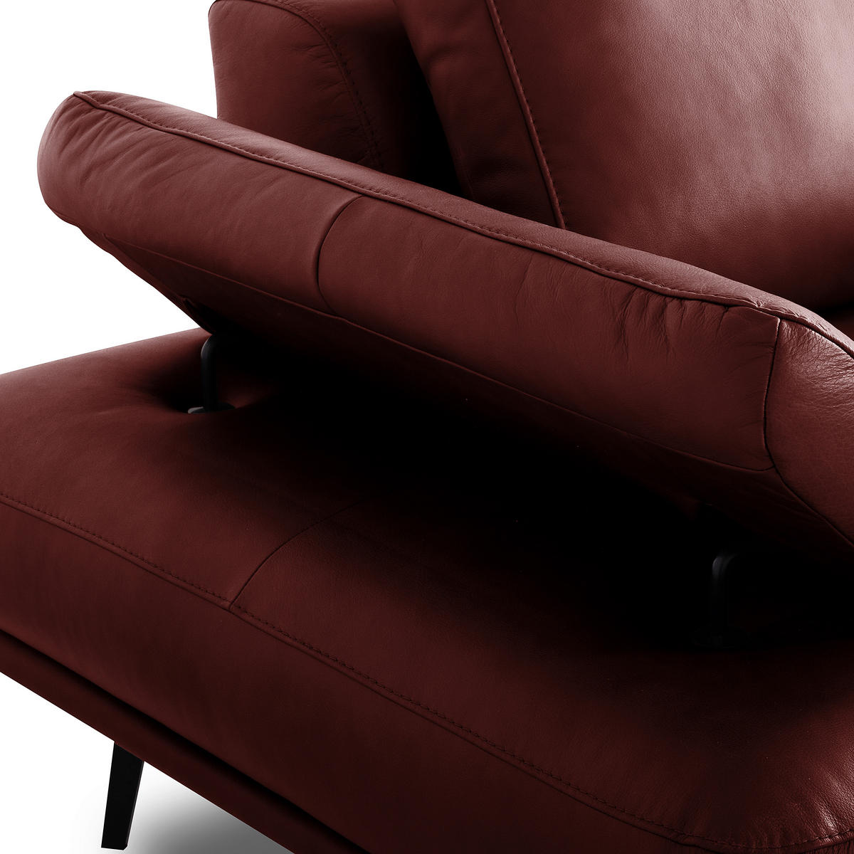 ECKSOFA Rot Echtleder  - Rot/Schwarz, Design, Leder/Metall (306/237cm) - Livetastic