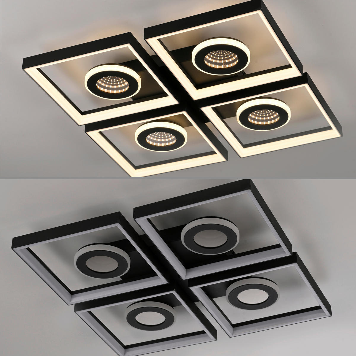 LED-DECKENLEUCHTE 53/53/6,2 cm   - Schwarz, Design, Kunststoff/Metall (53/53/6,2cm)