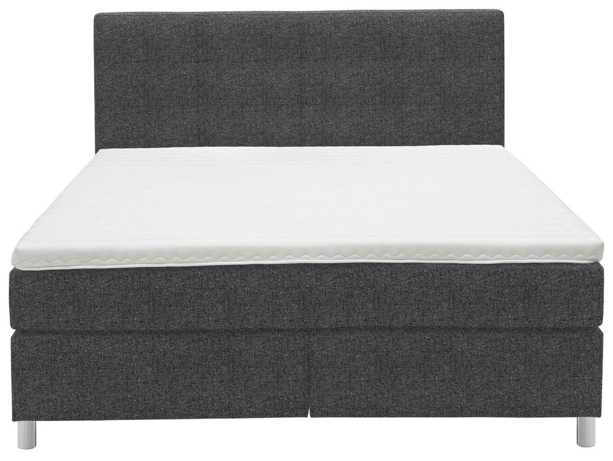 BOXSPRINGBETT 160/200 cm  in Anthrazit  - Chromfarben/Anthrazit, Konventionell, Kunststoff/Textil (160/200cm) - Voleo