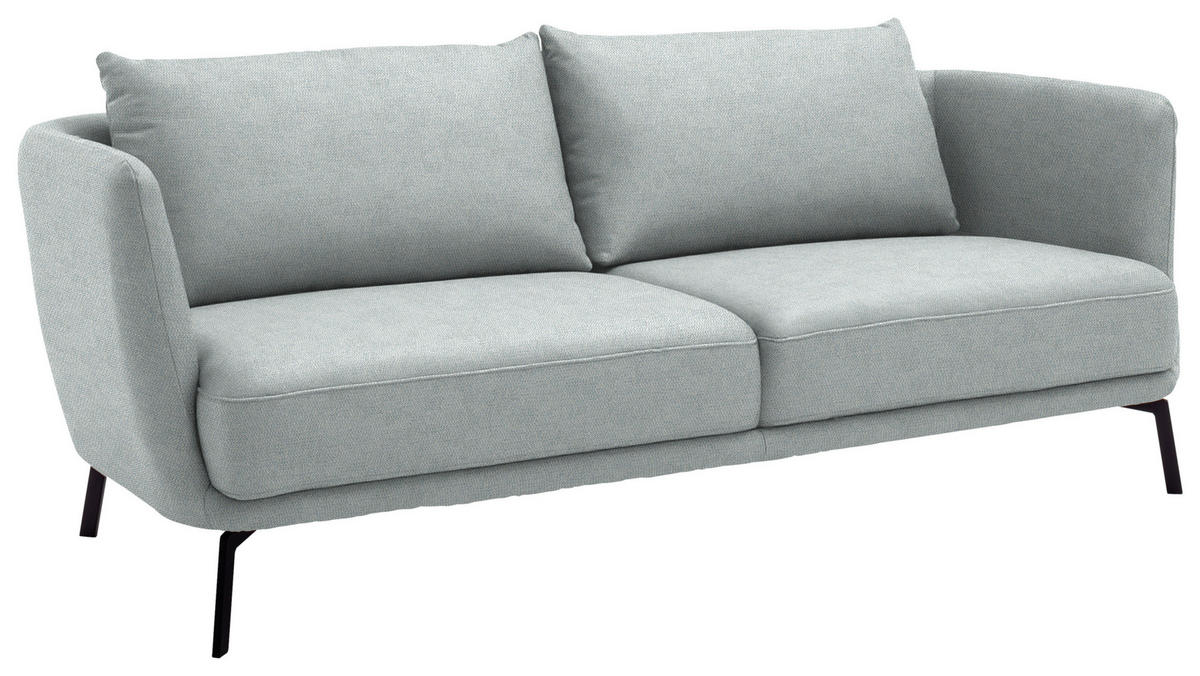 3-SITZER-SOFA  in Flachgewebe Weißblau  - Schwarz/Weißblau, Design, Textil/Metall (210/71/91cm) - Schöner Wohnen