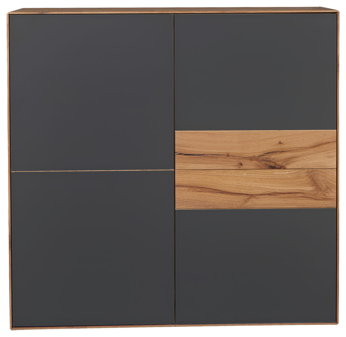 HIGHBOARD SOLIDA SOLIDA Anthrazit, Eichefarben  122/120/40 cm  - Eichefarben/Anthrazit, Design, Glas/Holz (122/120/40cm) - Valnatura