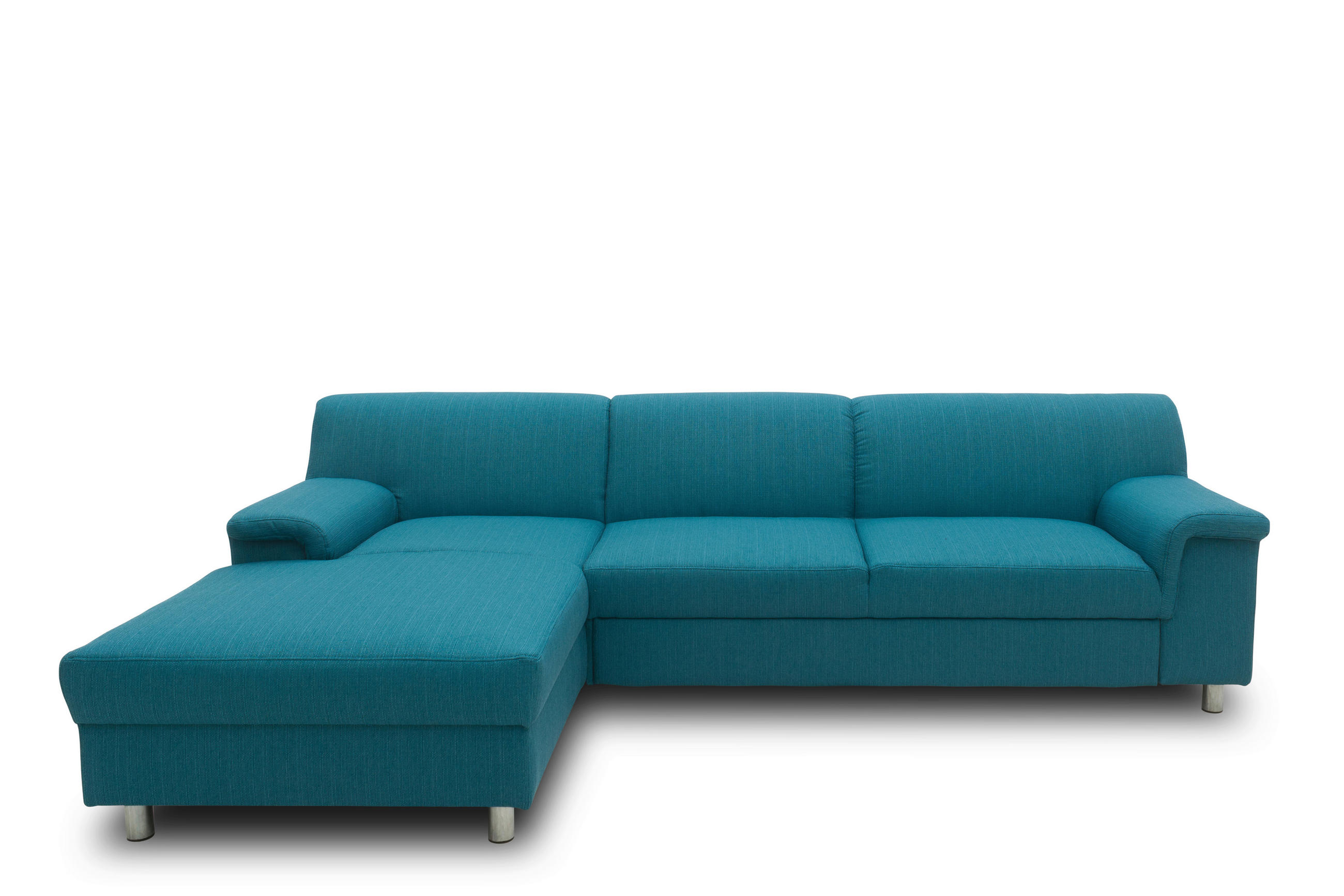 ECKSOFA Petrol Webstoff Schlaffunktion  - Chromfarben/Petrol, KONVENTIONELL, Textil/Metall (150/252cm) - MID.YOU