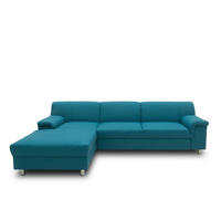 ECKSOFA Petrol Webstoff Schlaffunktion  - Chromfarben/Petrol, KONVENTIONELL, Textil/Metall (150/252cm) - MID.YOU