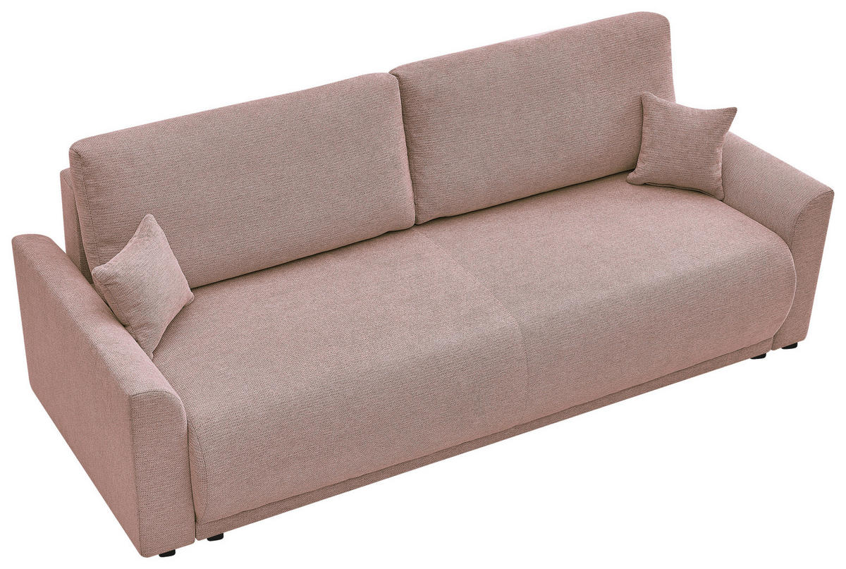 SCHLAFSOFA KIMMY Struktur Rosa  inkl. Zierkissen, Rückenkissen, Bettkasten  - Schwarz/Rosa, Design, Kunststoff/Textil (234/90/103cm) - P & B