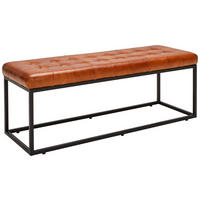 HOCKERBANK 120/44/44 cm Echtleder Braun, Schwarz  - Schwarz/Braun, LIFESTYLE, Leder/Metall (120/44/44cm) - Livetastic