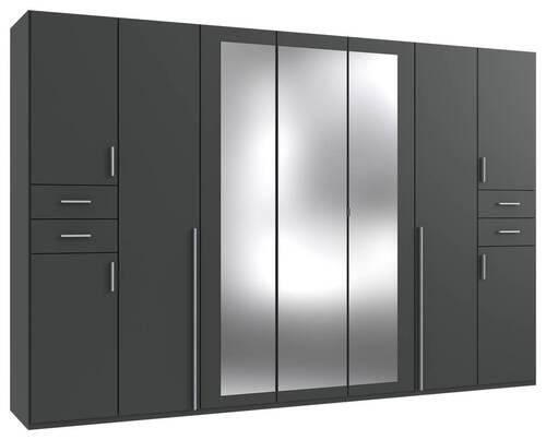 DREHTÜRENSCHRANK 313/208/58 cm 9-türig Graphitfarben  - Silberfarben/Graphitfarben, Basics, Holzwerkstoff (313/208/58cm) - MID.YOU